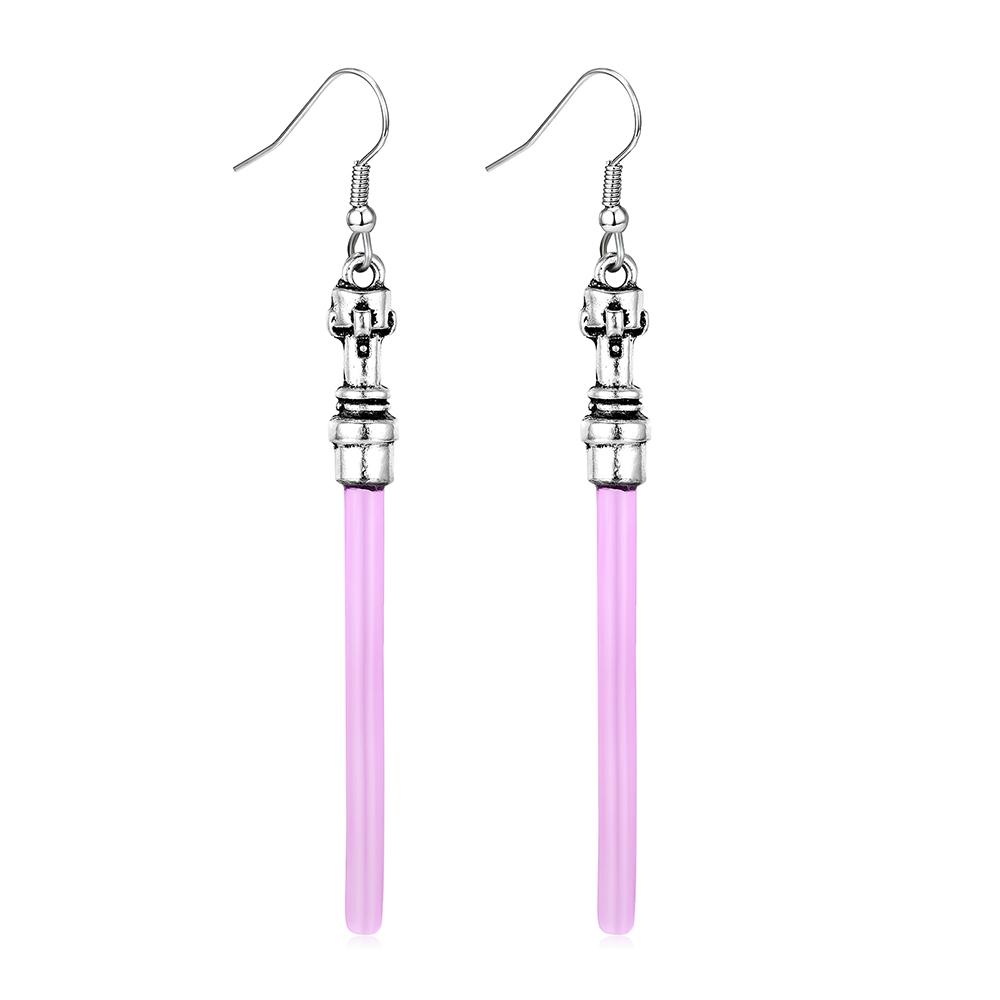 Green Lightsaber Dangle Earrings Unique Light Saber Pendant Drop Jewelry for Women Fans Cosplay Gifts War Movie Inspired