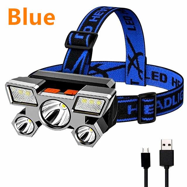 2022 HF 5LED налобный фонарь USB Перезаряжаемый портативный фонарик Фонарь налобный фонарь 4 режима Открытый Кемпинг Рыбалка Велоспорт Охота Фара