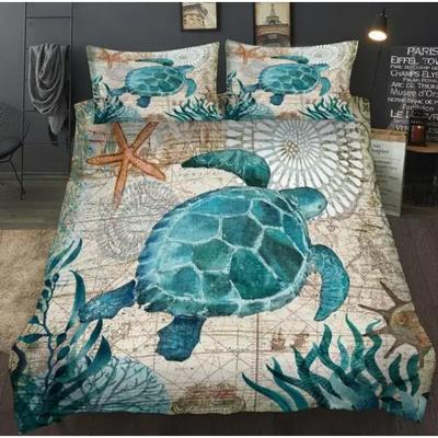 Новый прекрасный комплект постельного белья Bay Turtle Marine для взрослых/детей и девочек, простыня, черепаха, полный комплект постельного белья Queen