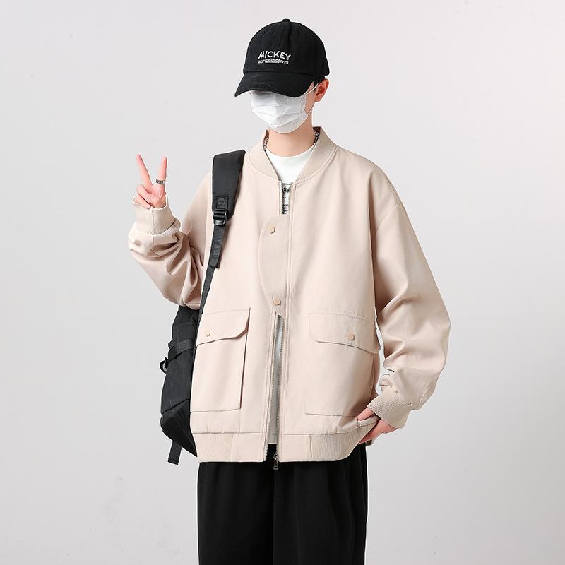 American Baseball Jacket Men's Spring and Autumn High-end Ruffian Handsome Top Japanese Retro Hong Kong Style Casual Tooling Jacket