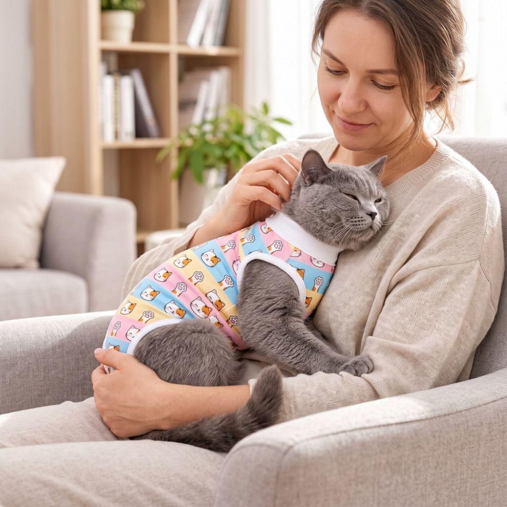 Soft Cat Recovery Clothes Adjustable Weaning Jumpsuit Cat Neutering Wear Postpartum Care