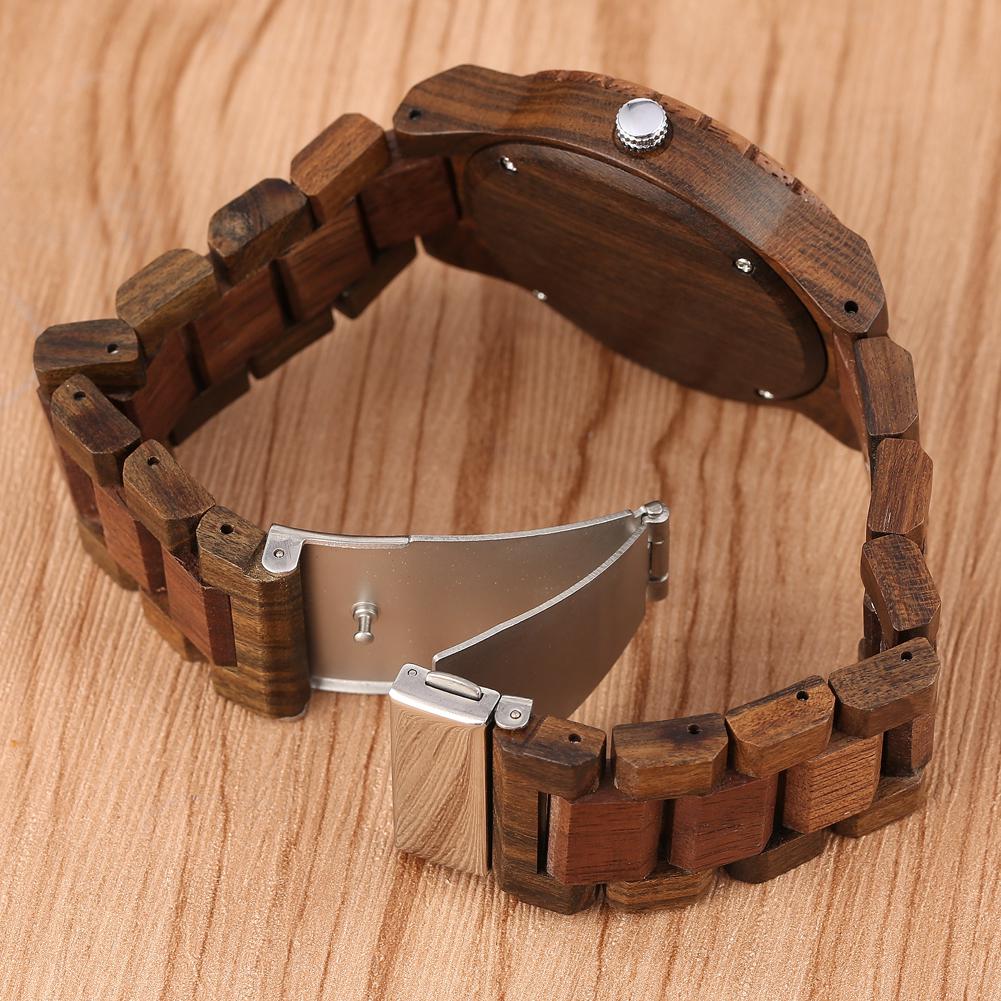 Coffee Brown Walnut Wood Men's Watch Quartz Wristwatches Arabic Numerals Dial Vintage Stylish Male Wooden Bangle Timepiece Gift