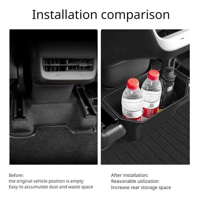 Rear Seat Storage Box for Tesla Model Y Organizer Center Console B Backseat Trash Can Garbage Bag Under Seat Tray Accessories