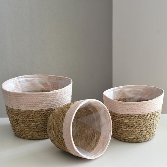 Соломенный цветочный горшок ручной работы, цветочный горшок, контейнер для хранения суккулентов, корзина для хранения