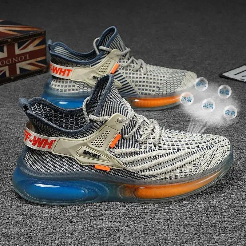 Роскошные мужские спортивные туфли 2024 года, новые дышащие сетчатые кроссовки с желеобразной подошвой, модные повседневные туфли для молодежи, кроссовки для студентов, мужские