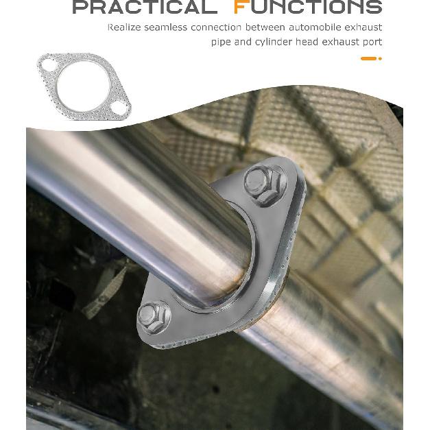 2 шт. Прокладка выхлопной системы, Автоаксессуары Прокладка фланца выхлопной системы, Прокладка глушителя, Прокладка каталитического нейтрализатора, Ремонтный комплект фланца выхлопной системы с болтом и гайкой, Подходит для