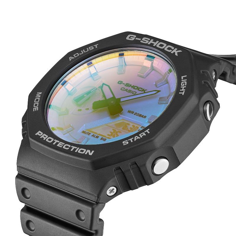Casio Мужские часы G-SHOCK из смолы, водостойкость 200 м, аналоговые, ударопрочные, кварцевые, GA-2100SR-1APRT