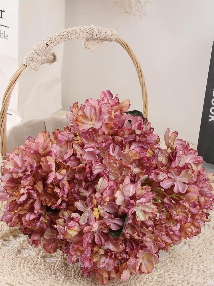 4 шт. Большие винтажные сушеные гортензии из шелка Искусственные цветы Поддельные цветы Свадебные украшения для церемонии Центральные украшения Цветочная композиция Цветочная композиция