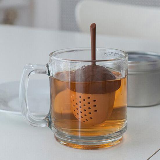 Loose Leaf Tea Strainer with Handle Fine Mesh Silicone Rubber Tea Infuser Mini Pine Cone Shape Tea Maker Reusable Tea Steeper Filter Brewing