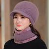 Hat+scarf Sets Middle Aged Elderly Women's Autumn Winter Rabbit Fur Knitted Hat Winter Elderly Hat Mother Hat Old Lady Hat Scarf Set