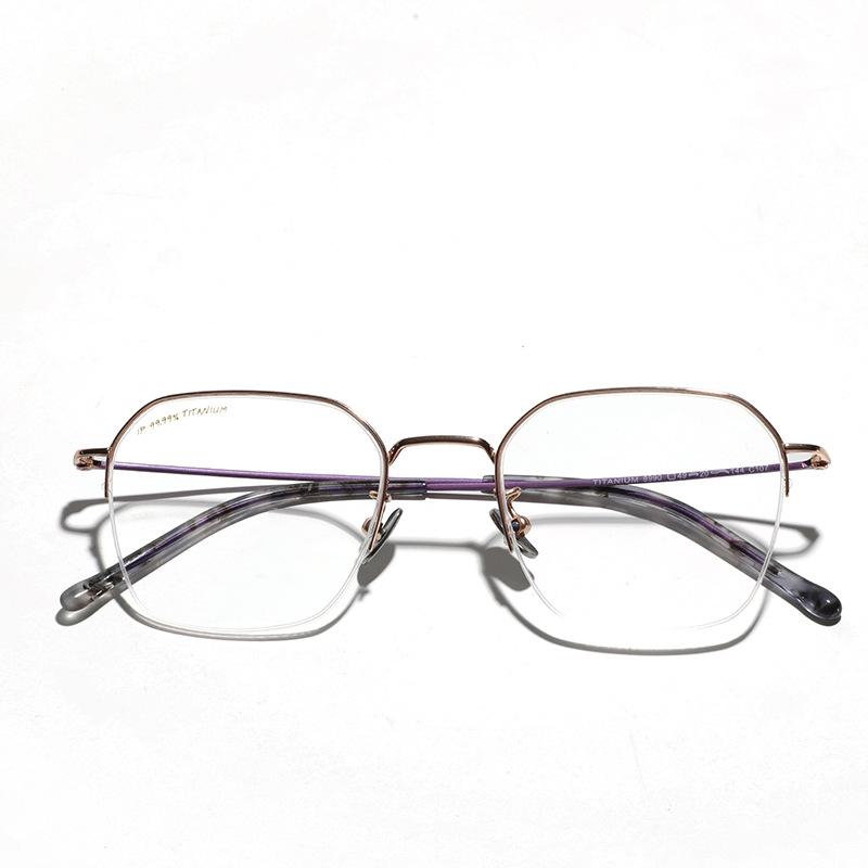 Очки Полуободковая Металлическая Титановая Оправа Женские, Квадратные Крупногабаритные Плоские Очки Мужские, Очки для Близорукости Без Макияжа