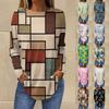 Футболки для женщин, осенние повседневные рубашки с длинными рукавами, толстовка с ретро-принтом, топ, пуловер