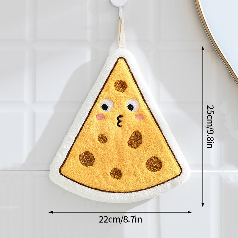 Cartoon Hamburger Toast Hand Towel Absorbent Coral Velvet Washing Hand Cloth Kitchen Bathroom Hanging Children Towel Thickened