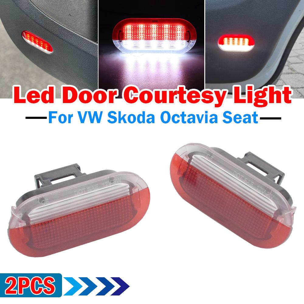 2Pieces For VW Golf MK3 MK4 Jetta Beetle Touran Polo Vento White/Red Led Door Courtesy Lights Under Warning Lamps For Skoda Seat Dome Lights 6
