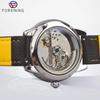 FORSINING брендовые автоматические серебряные светящиеся часы с автоподзаводом и скелетоном, роскошные мужские кожаные часы, стальные механические часы