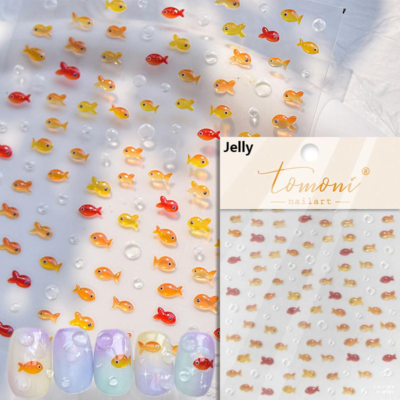 Little Red Fish Jelly Summer Goldfish Carp Ocean Beach Mermaid Sea Shiny Nail Art Stickers Manicure Decals
