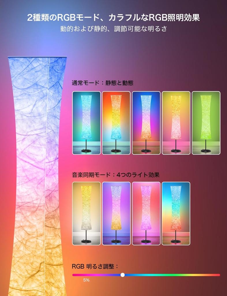 BeaNet LED Floor Lamp (BNT-FLL03) [Wireless Remote Control, RGB Color Changing, 5-Level Dimming and Color Adjustment, Independent Control], Music