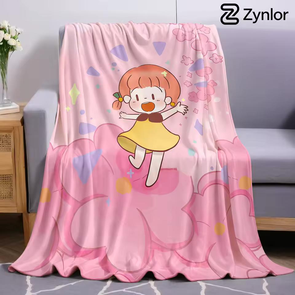 Cherry Blossom Kid Lightweight Microfiber Soft Christmas Fleece Blanket Warm Cozy Throw for Bed Sofa Office Travel All Season