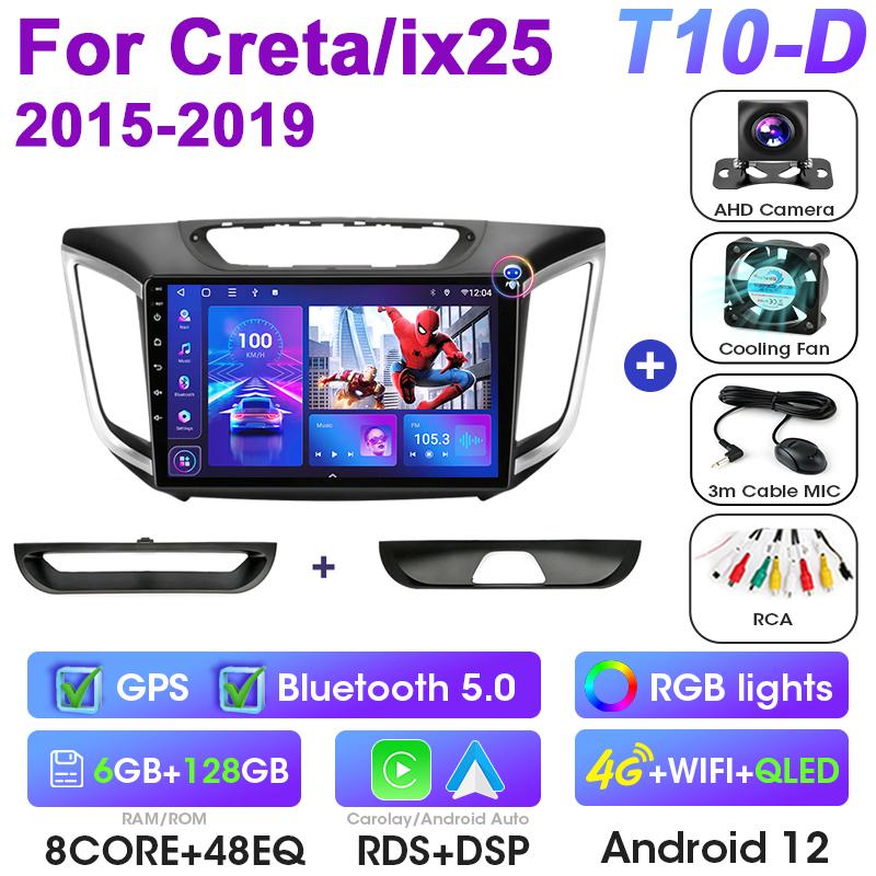 2 Din Android 12 автомобильное радио для Hyundai Creta ix25 2015-2019 мультимедийный видеоплеер GPS 4G Carplay Авто Стерео RDS DVD головное устройство