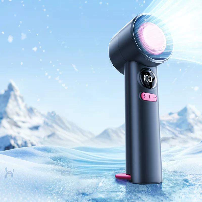 New Handheld Portable Ice Cooling Fan, Small Desktop Semiconductor Charging Turbine Mini Fan