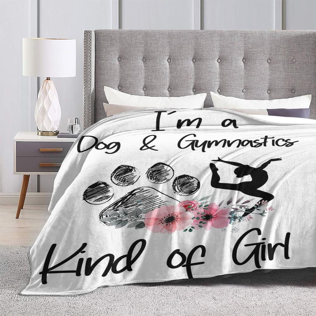I'm A Dog And Gymnastics Kind Of Girl Blanket Soft Warm Flannel Throw Blanket Bedspread for Bed Living room Travel Home Couch