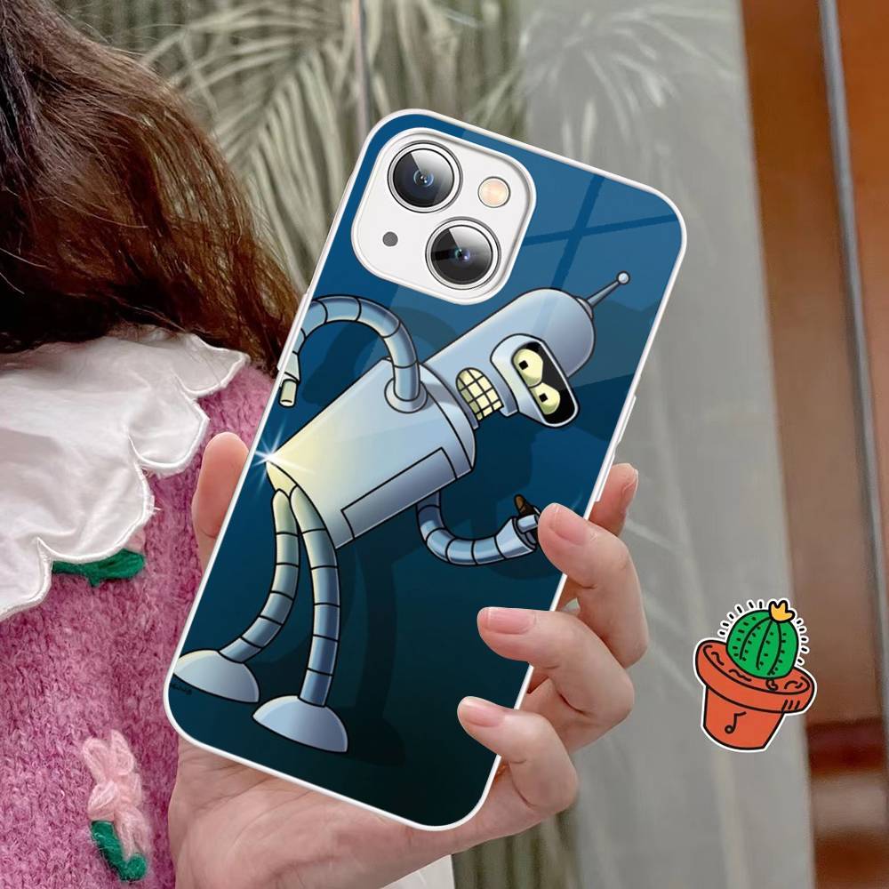 Забавный робот B-Benders Чехол для телефона Закаленное стекло Для iphone 14 13 12 11 Pro Mini XS MAX 14Plus X XS XR Fundas