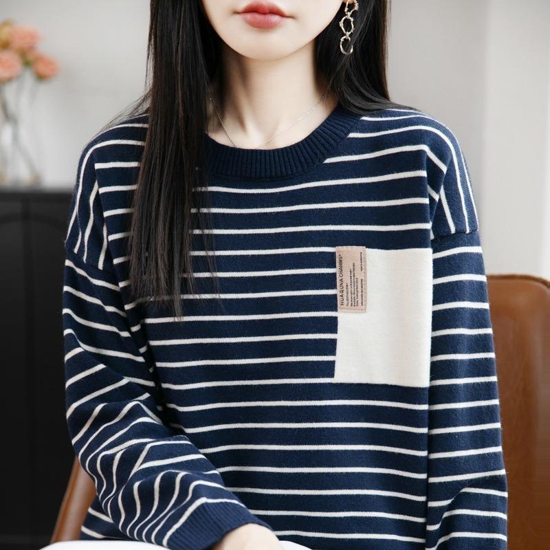 Women S Loose Striped Knitted Pullover Sweater