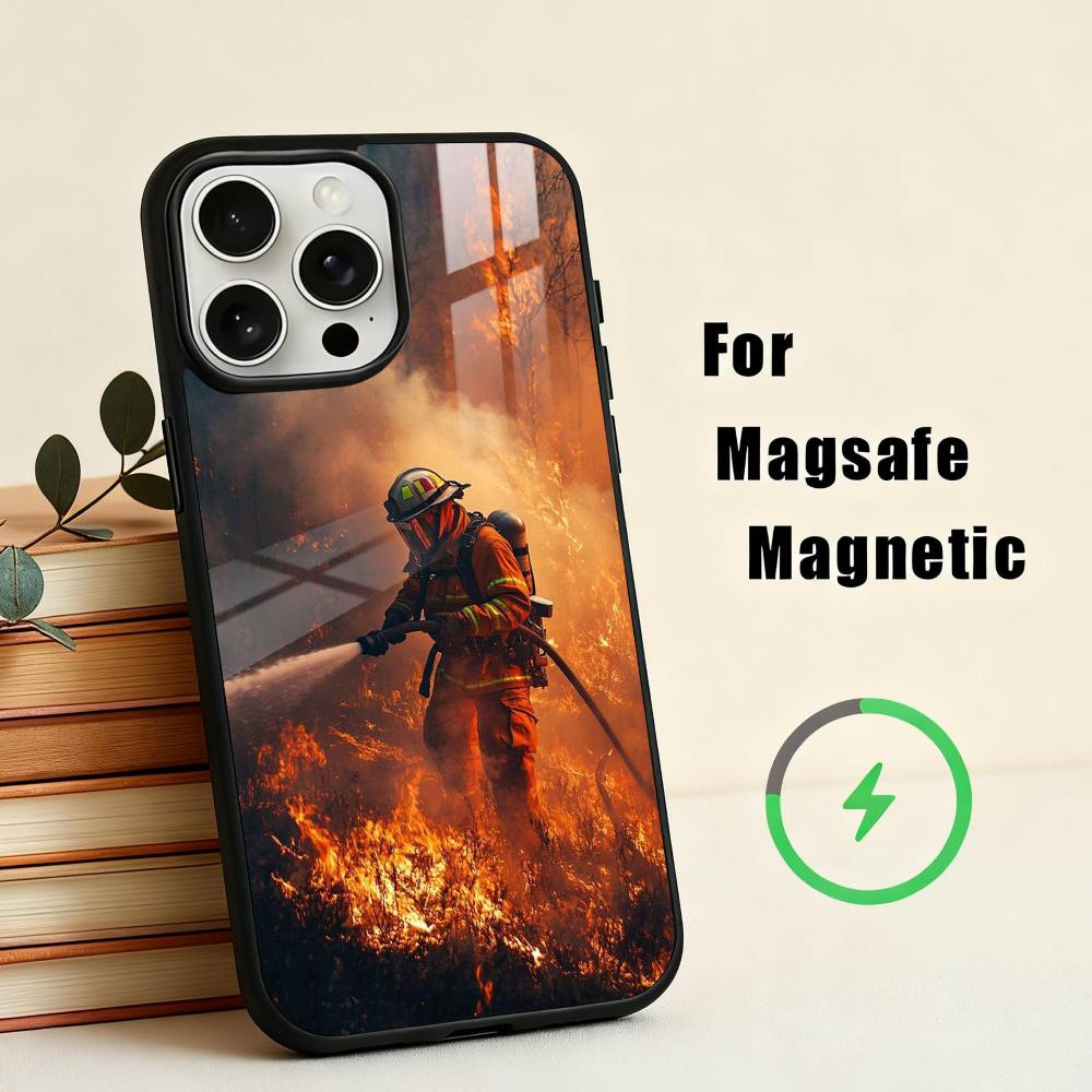 Пожар Пожарный Чехол для Телефона для iPhone 17,16,15,14,13,12,Plus,Pro,Max для Magsafe Магнитная Беспроводная Зарядка