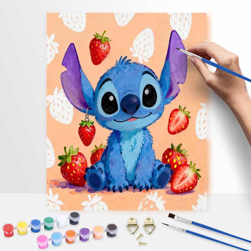 Disney Стич Клубника Масляная Краска Набор для Ручной Росписи Декорация Классический Стиль Декор Дома Современная Эстетика Настенное Искусство для Спальни Подарок 123