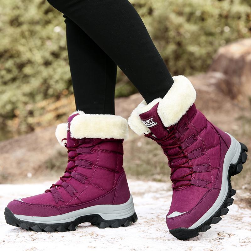 Women Winter Snow Lace Up Ankle Boots Keep Warm Shoes