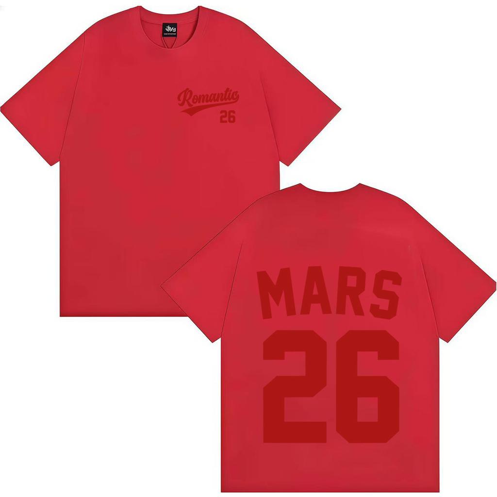 Singer Bruno Mars Harajuku Letters Print Tshirt Men Women Aesthetic Double Sided Print 90s Cotton Oversized Short Sleeve Tshirt