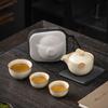 Portable Teacup Set Ceramic Kung Fu Tea Set with Filter Outdoor Travel Camping Teaware Chinese One Teapot Three Cups Gift