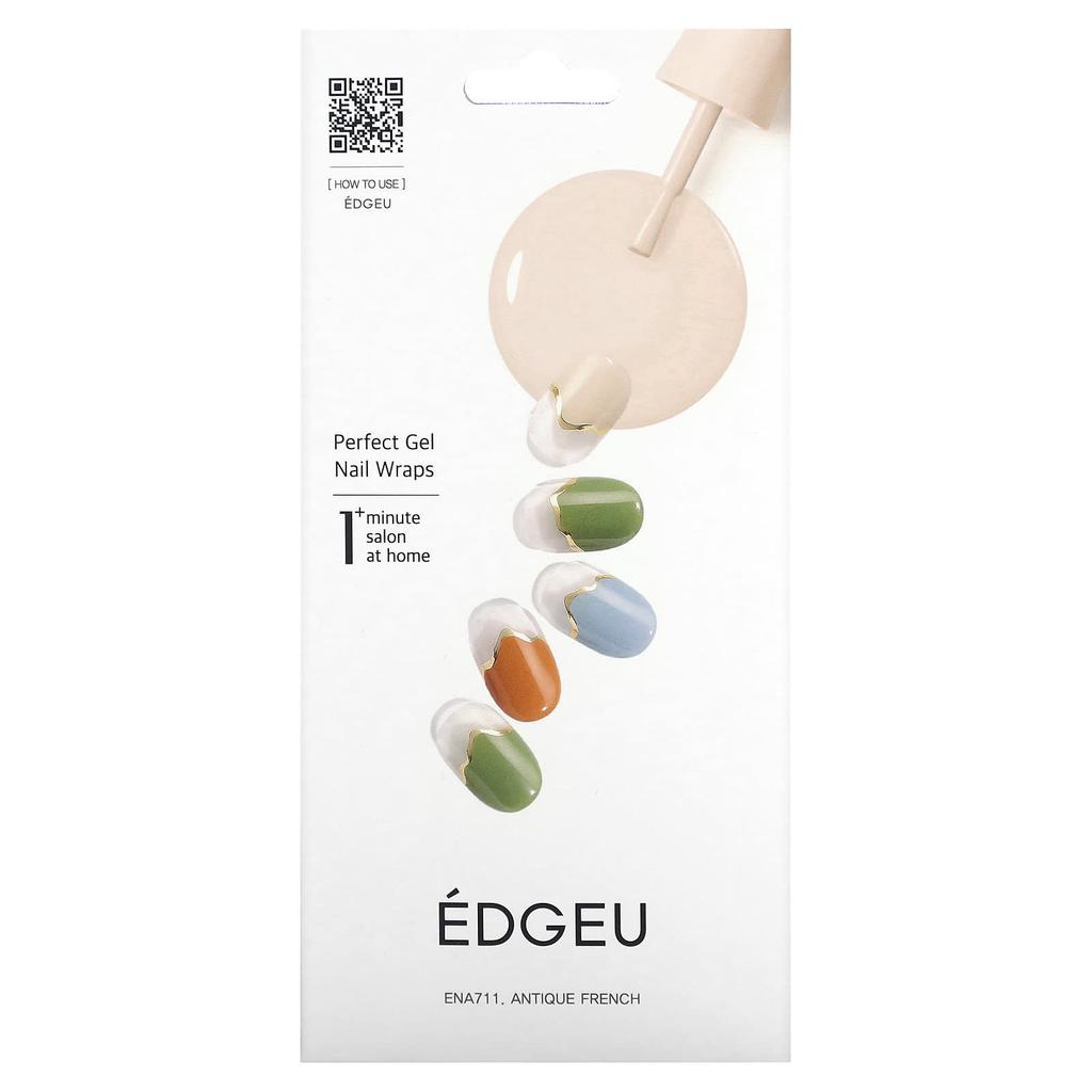 EDGEU Perfect Gel Nail Wrap, ENA711, Antique French, 16 Strip Set