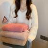 Women's Mid-Length V-Neck Faux Mink Fur Knit Sweater - Autumn/Winter Collection
