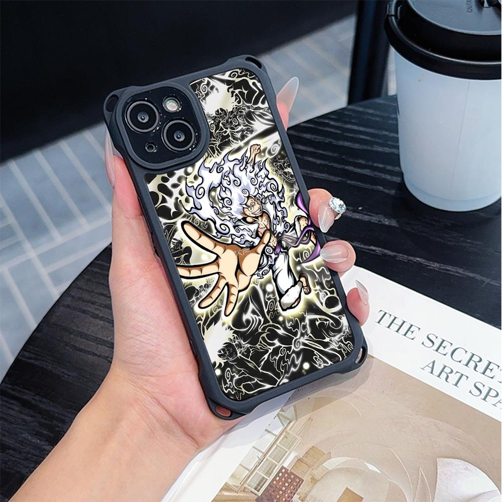 Мягкие чехлы для телефонов Ae92 One Piece Luffy Gear 5 для iPhone 16 15 14 13 12 11 Pro Max 7 8 Plus XR XS с ремешком на запястье, защитным шнурком для углов, задняя крышка