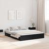 Storage Bed Frame Black Oak Effect 135 x 190 cm