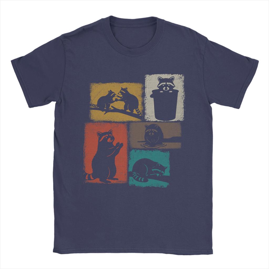 Humorous Raccoon Vintage Collage Trash Panda Lover T-Shirt for Men Round Neck Cotton T Shirt Short Sleeve Tees Classic Clothing