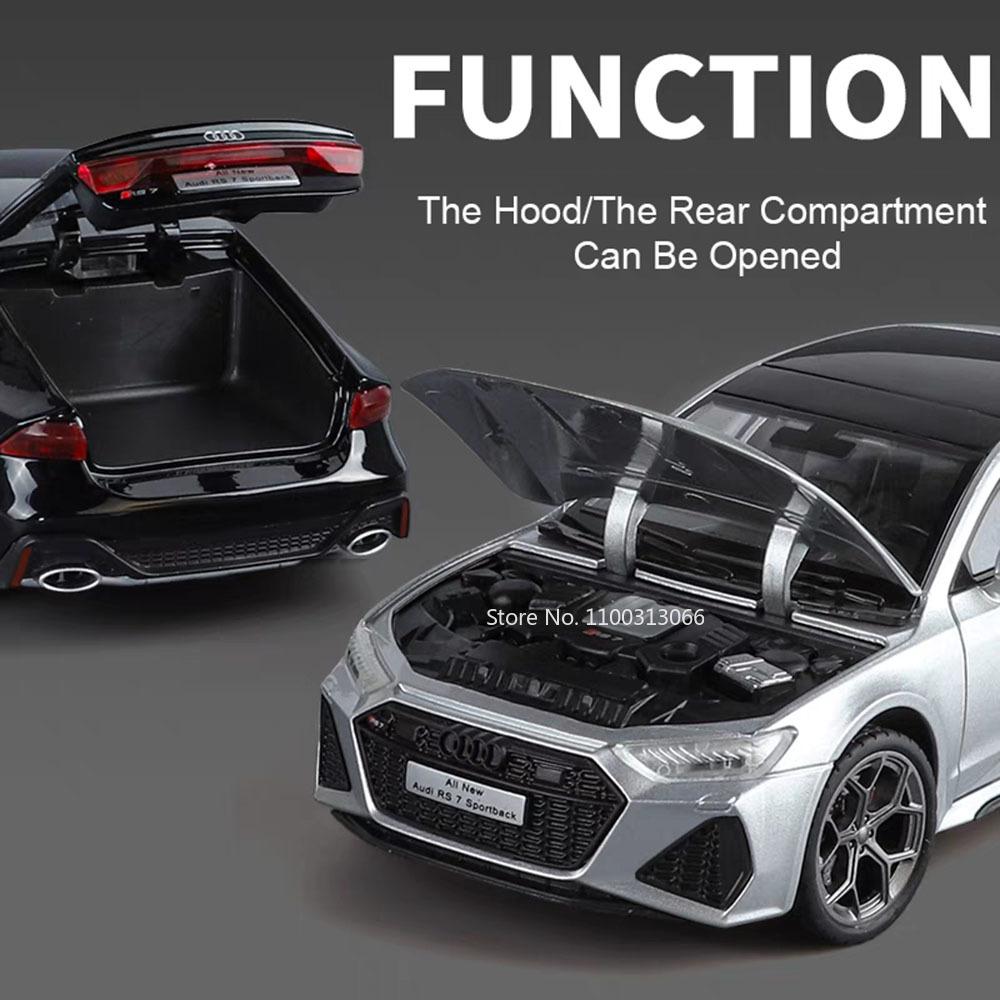 1:24 RS7 R8 V10 Машинки Игрушки Металлические Литые Модели Свет Звук Резиновые Шины Колесо Транспортного Средства Оттянуть Назад Миниатюрная Машинка Идеальные Подарки для Детей