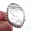 Natural Black Rutile Gemstone Handmade 925 Solid Sterling Silver Ring S.10 P9r08