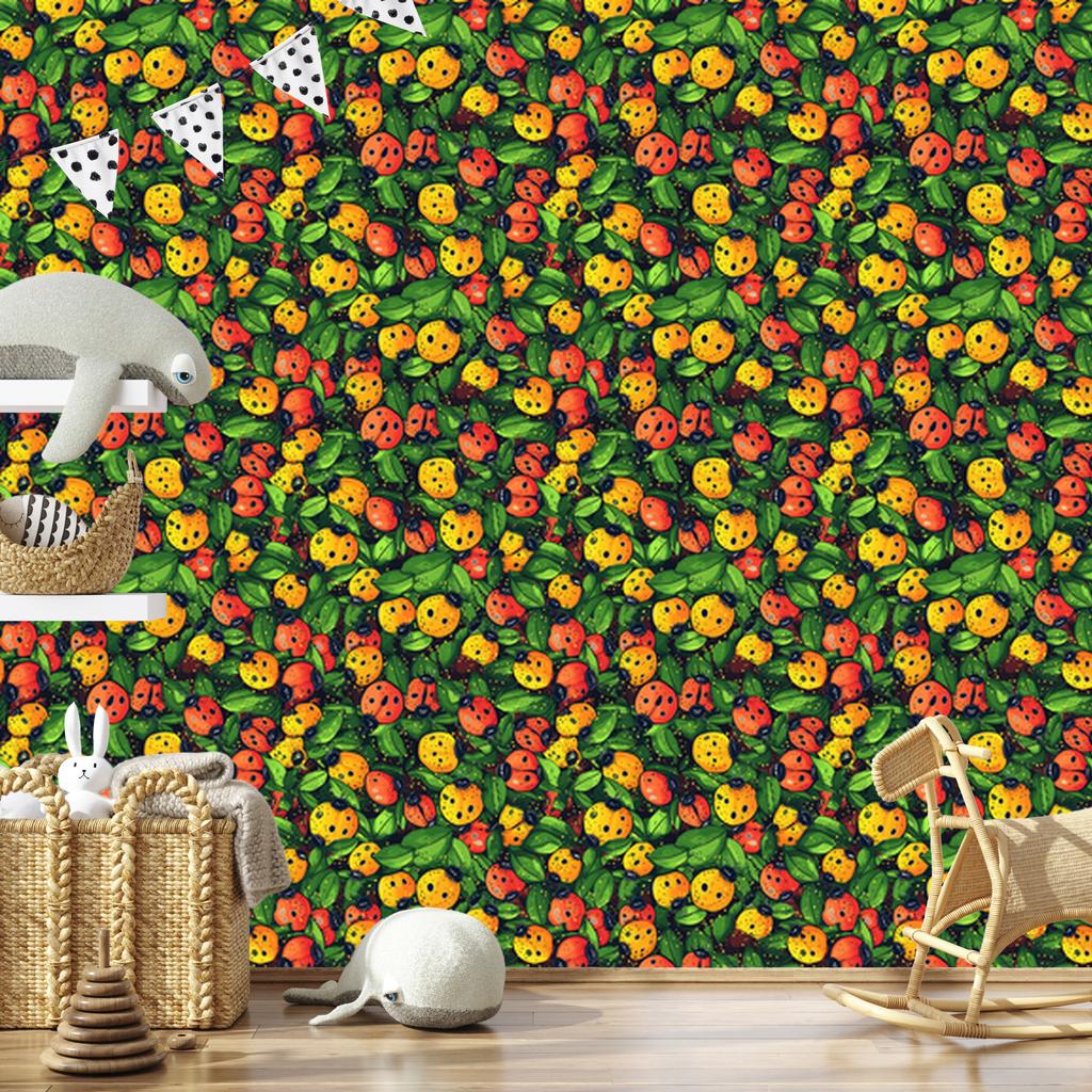 Ladybug Wallpaper Bottle Green and Green for Living Room and Bedroom 50x1000