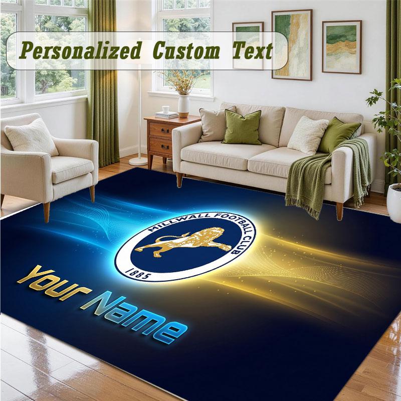 Crystal Velvet Square Rug Custom NameMillwall FC Pattern Non Slip Home Floor Decor Rug