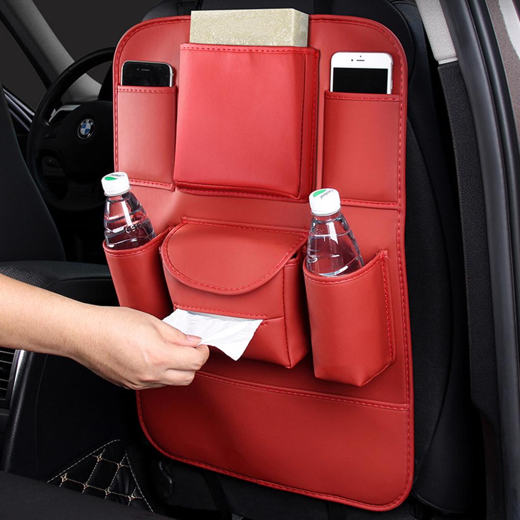 Obbarde Car Seat Back Organizer Storage Bag Compatible with Mercedes BMW Leather Waterproof Kick Mat
