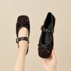 Sheepskin Flat-soled Single Shoes New One-word Belt Super Soft Mary Jane Women's Shoes Bow Soft-soled Grandma Shoes