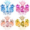 Fashionable Crown Digital Balloon Set, Aluminum Film Balloon, Children's Birthday Decoration, First Birthday Theme Decoration