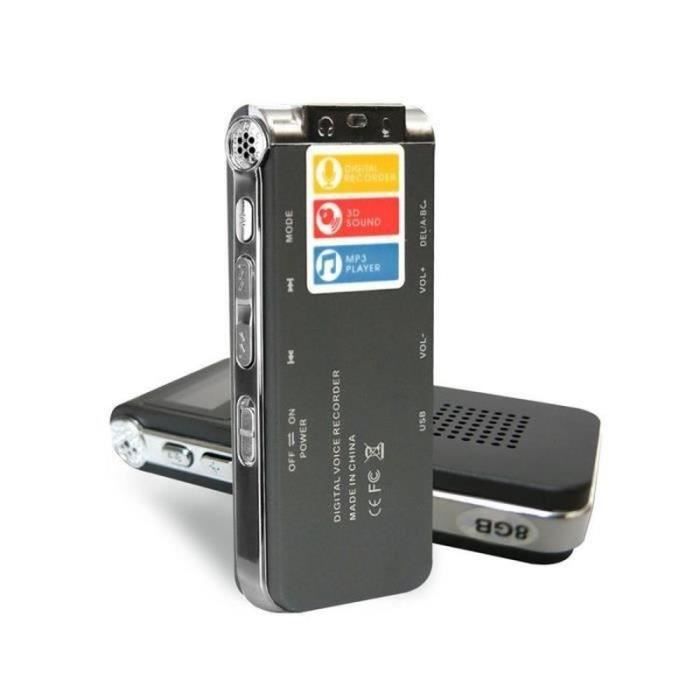 Enregistreur vocal numérique - LECHEO - Dictaphone - 8 Go - Enregistrement téléphonique - Noir