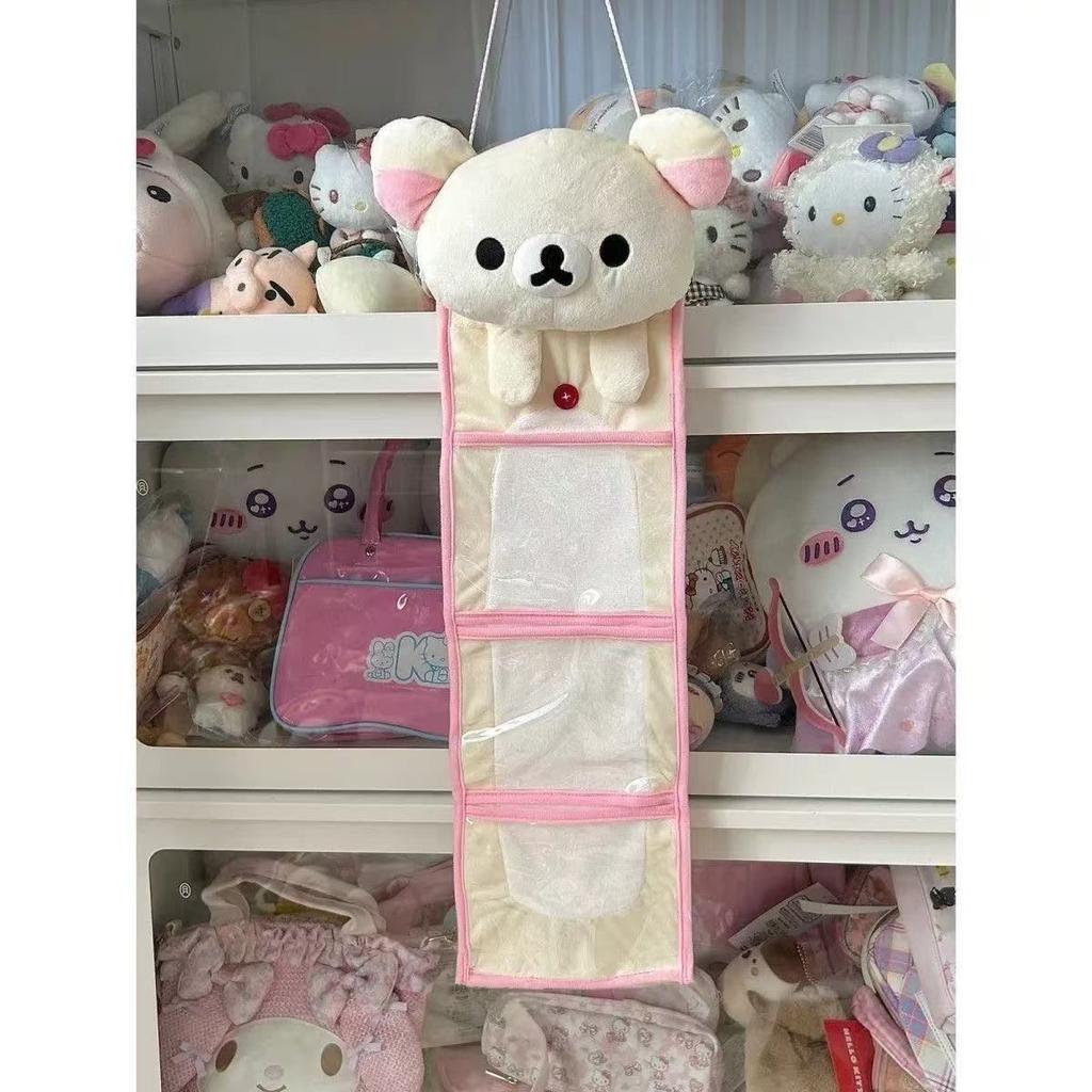 Милая настенная сумка-органайзер Rilakkuma, большая вместимость, для общежития, приемник для мелочей, сумка на дверь, аксессуары для хранения дома