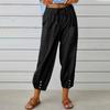 Vintage Boho Cotton Linen Pants for Women Summer Pockets Thin Beach Trousers Woman Casual High Waist Loose Harem Pants