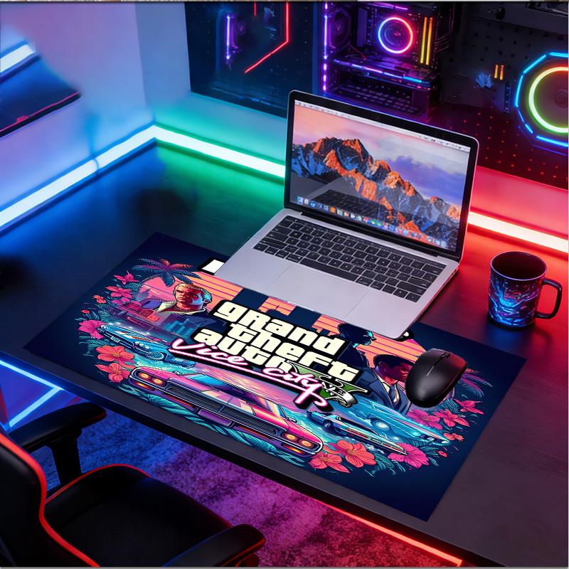 Custom Name Personalized Grand Theft Auto VI Pattern Mousepad, Laptop PC Desk Mat, Decorative Desk Mat for Home Keyboard Pad Gift