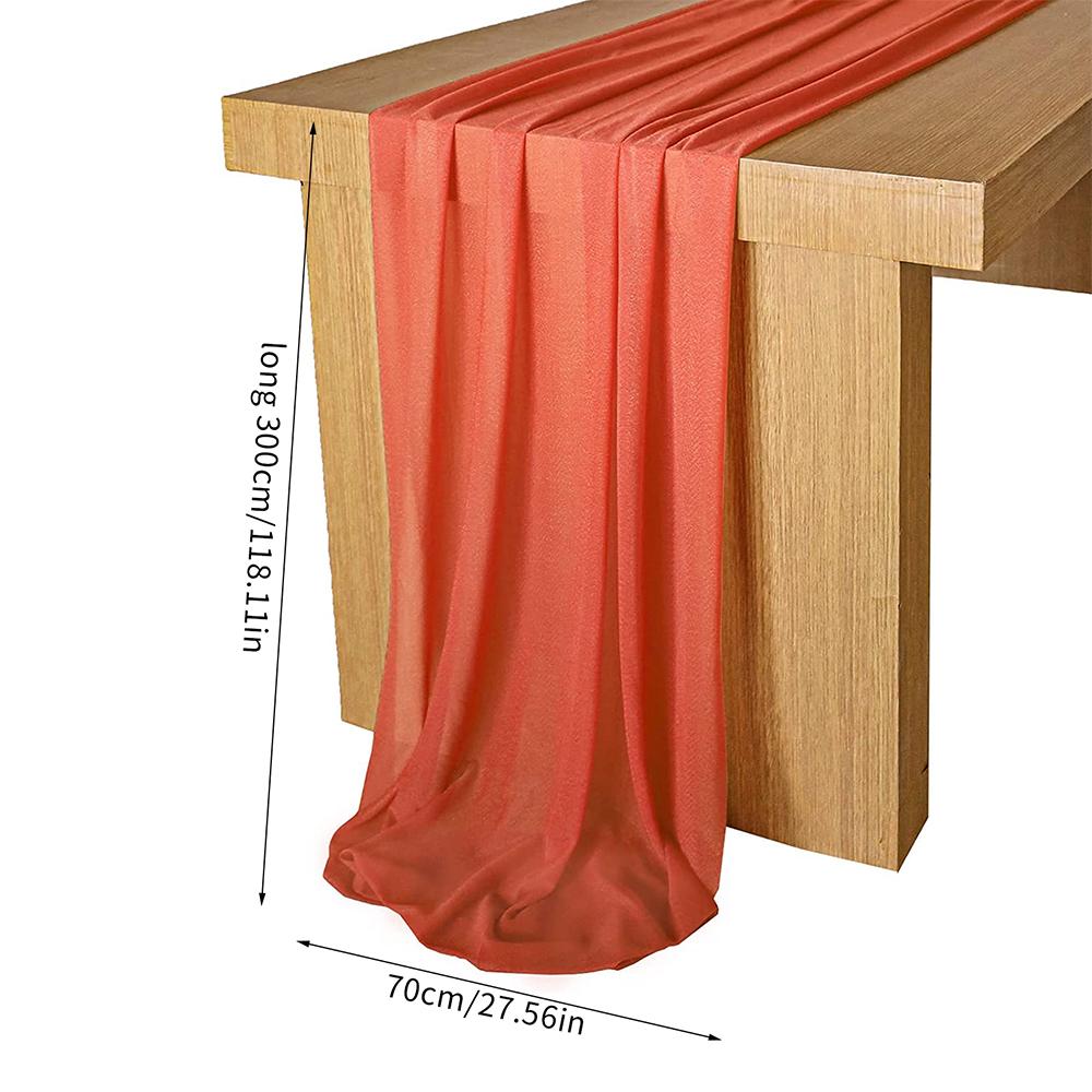 Gauze Chiffon Table Runner 300*70cm Tablecloth Wedding Birthday Party Bridal Shower Table Decoration