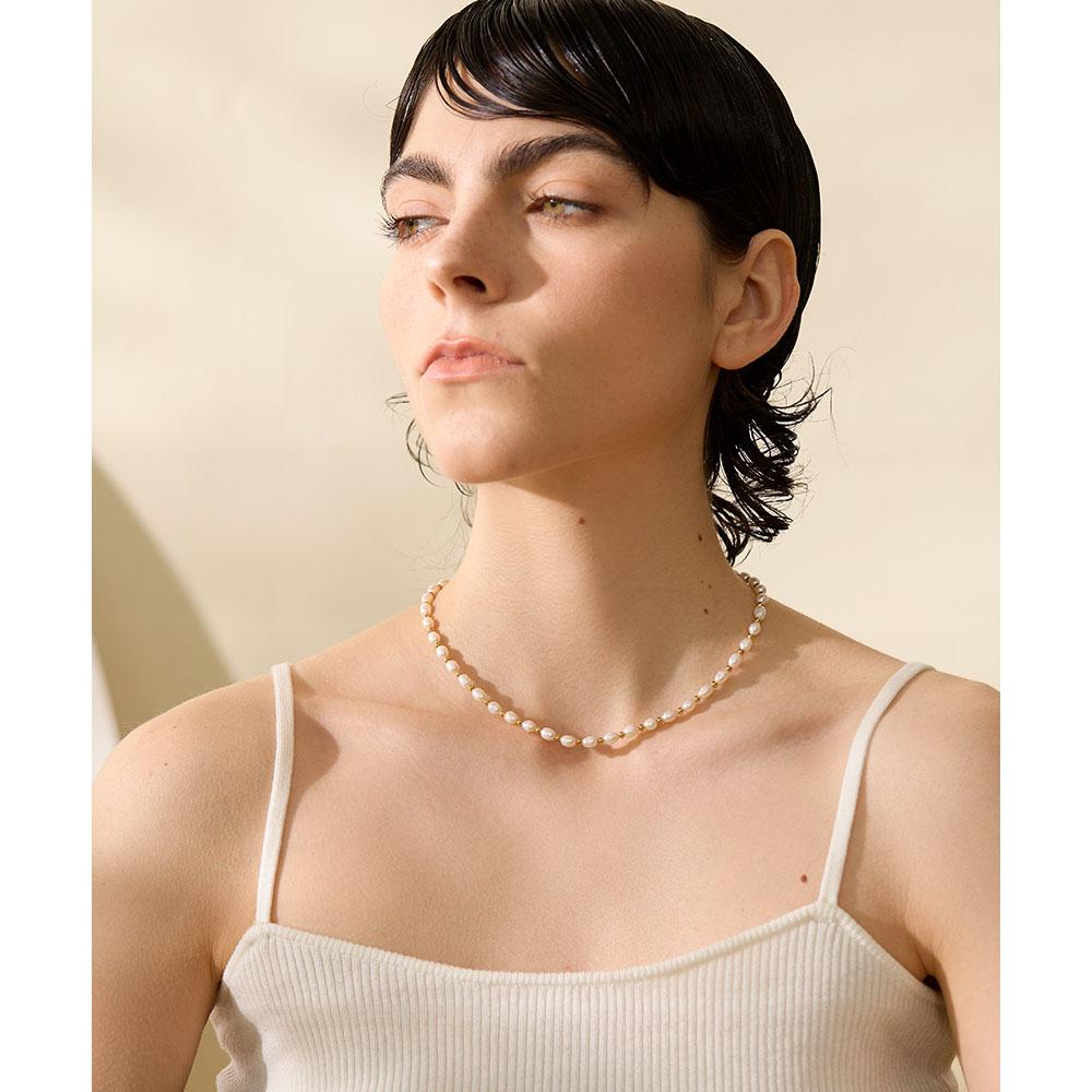 Natural Freshwater Pearls Stainless Steel Beads Waterproof Gold Color Necklace Women Fashion Handmade Jewelry Luxury Gift